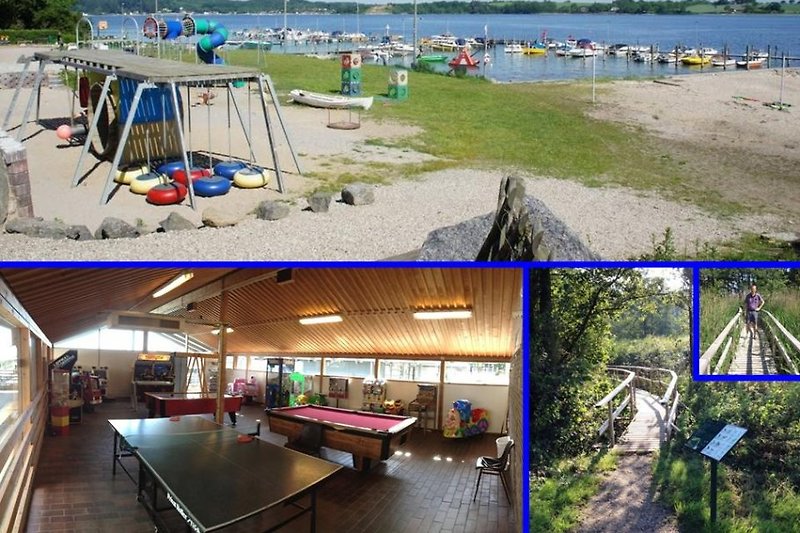 Beim Campingplatz etwa 300 Meter vom Ferienhaus gibt es auch einen schönen Strand. Die Spielhalle bei dem Freibad oder Spazieren auf den Brücken bei der Mosel macht auch spass