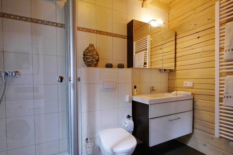 Duschbad im Erdgeschoss mit Sauna