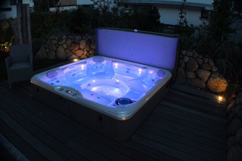 heated outdoor hot tub