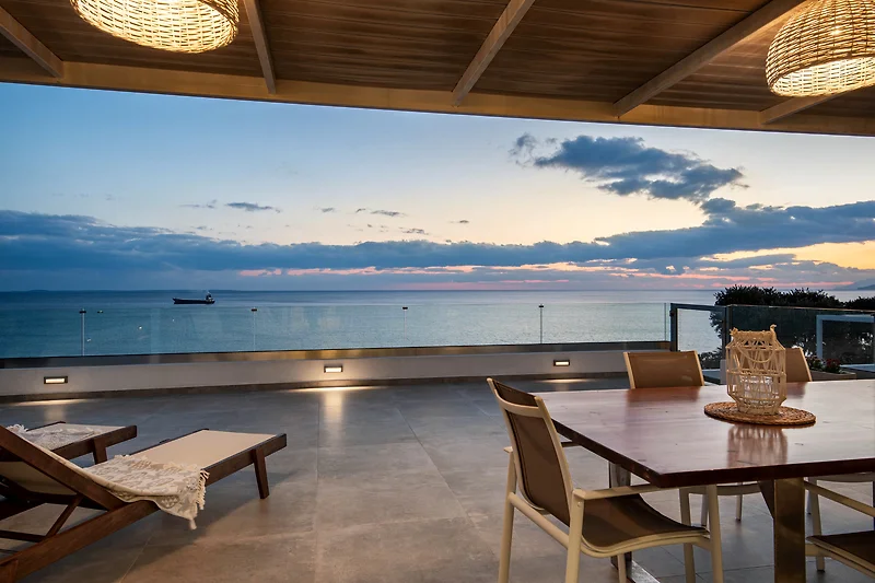 Roof terrace with almost 180 degree views of the sea