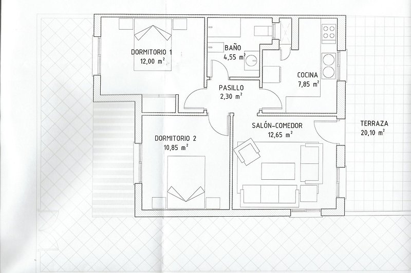 Plan van het appartement.