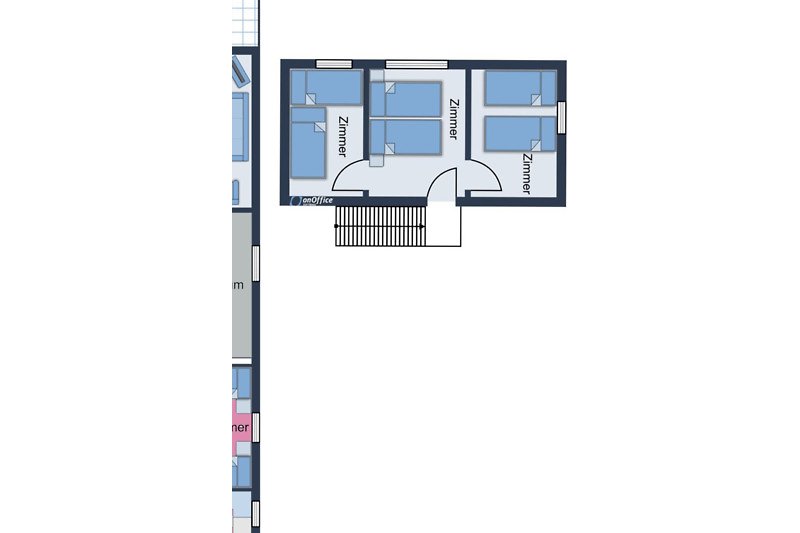 Moderne Wohnung mit rechteckigem Design und parallelen Linien.