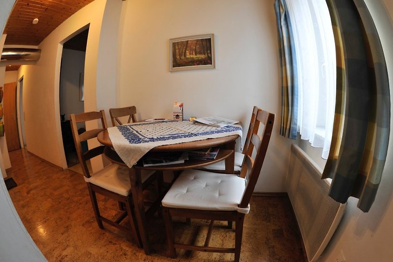 Dining table (photographed with a fisheye lens)
