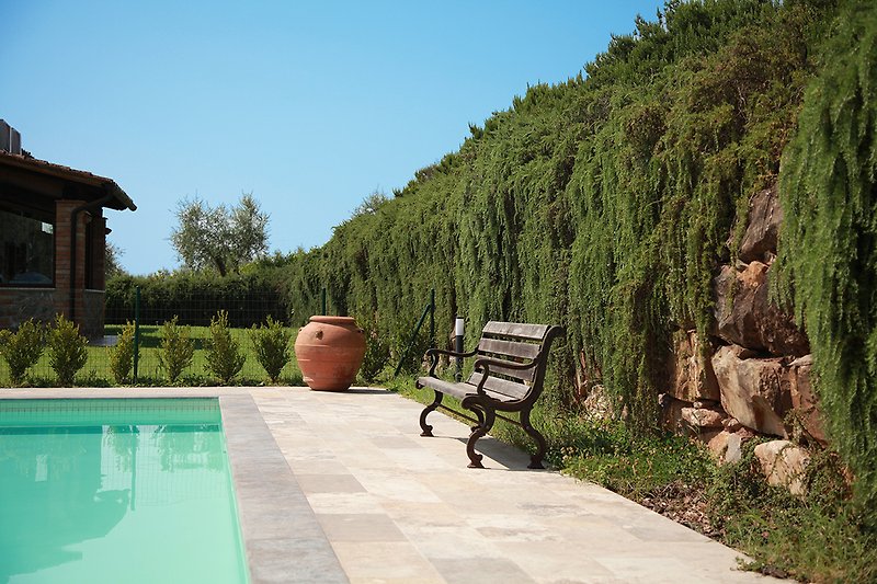 Pool surround with the noble travertine
