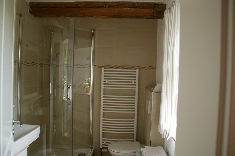 Bathroom with shower.