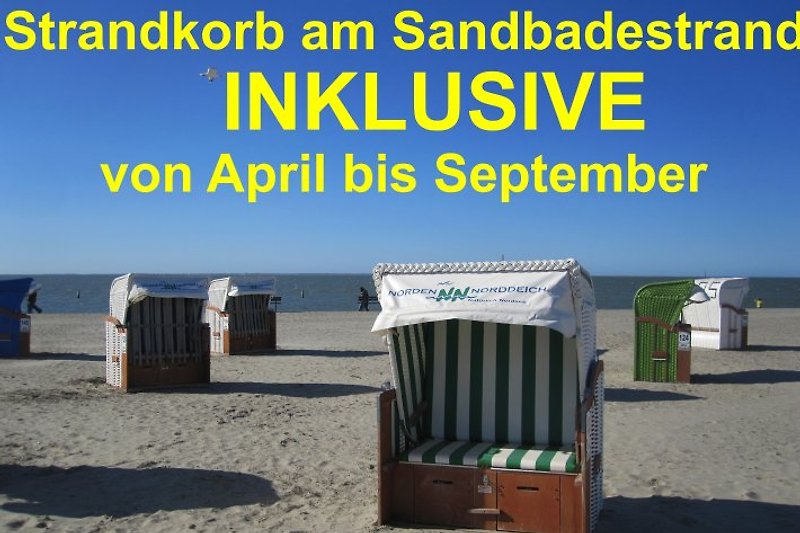 Strandkorb Nr. 179 am Badestrand von 1. April bis 30. September im Mietpreis enthalten