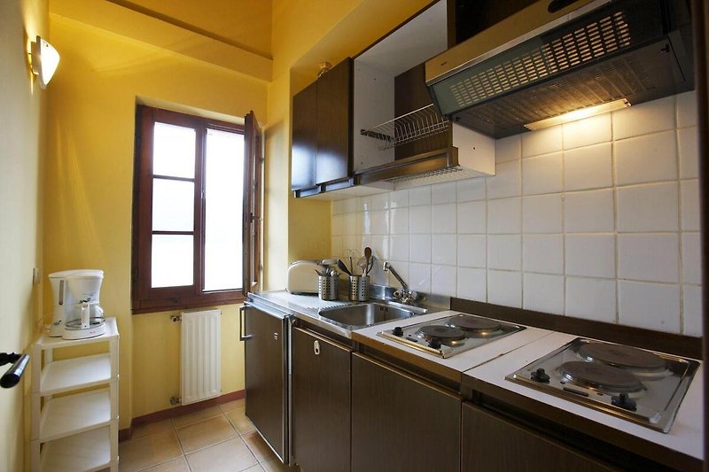 Separate Küche mit Geschirrspülmaschine und Induktionsherd