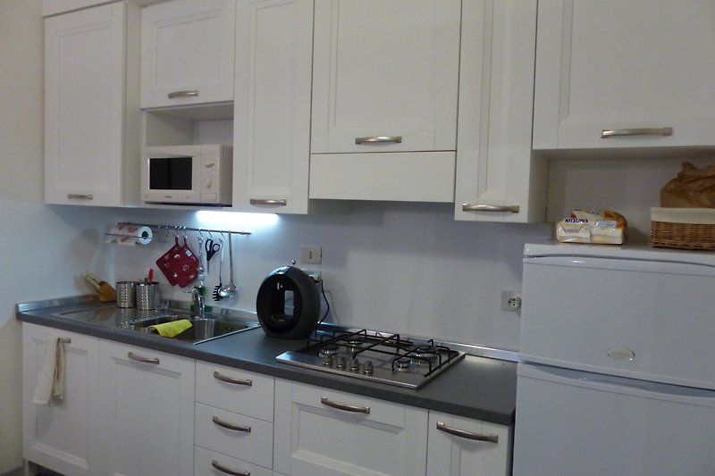 Gut ausgestattete separate Wohnküche mit Geschirrspülmaschine