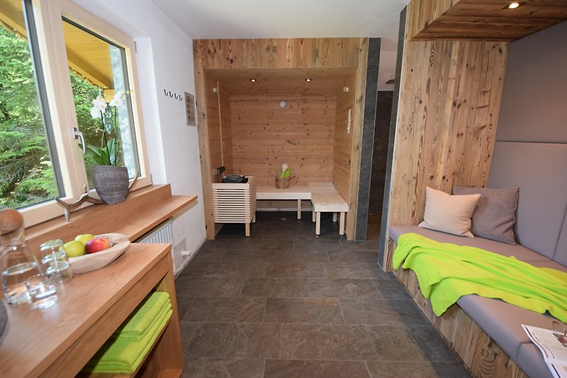 Sauna with relaxation area