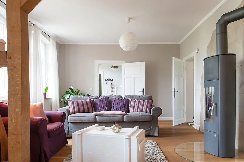 gemütliches Wohnzimmer im Elbferienhaus  in der Lenzerwische in der Prignitz