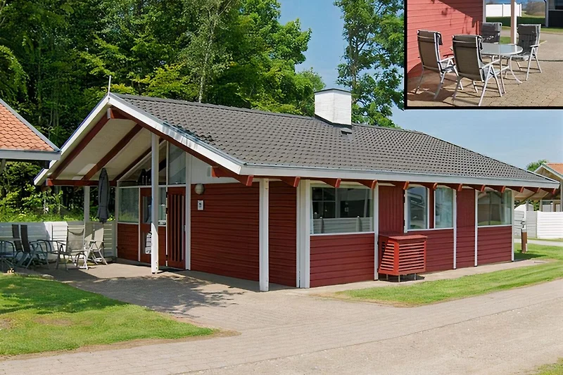 Het gezinsvriendelijke vakantiehuis nr. 11 bij Sandskär Strand / Löjt Vakantiepark in Zuid-Jutland / Noord-Schleswig slechts 30 km. ten noorden van Flensburg