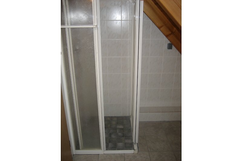 Vista parziale del bagno con doccia