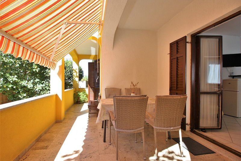 A shaded terrace where you can enjoy all day long