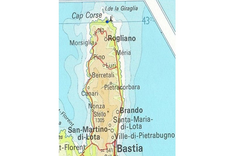 Karte Cap Corse