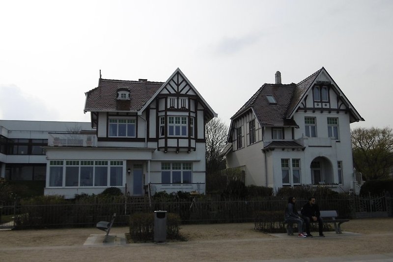 Historical houses on the beach promenade.