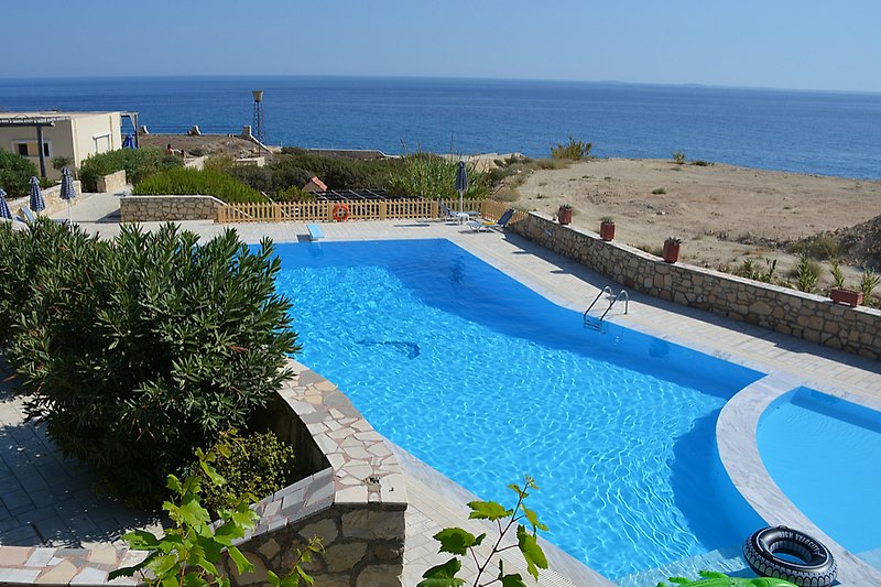 Very large swimming pool with diving board and fully sea view
