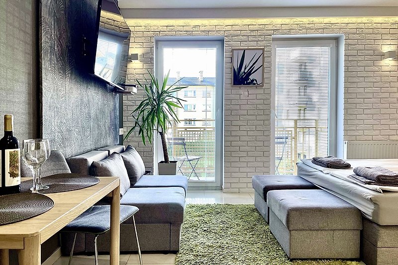4UApart-Apartment studio Mochito - 1 Zimmer  mit balkon, 23 m2, Chelmonskiego 3 Str ,1 Etage