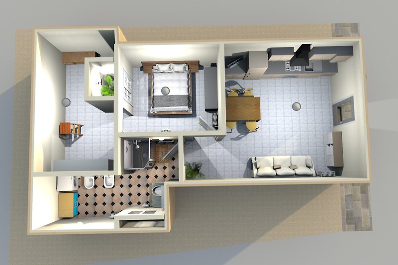 3D-Ansicht der Wohnung 