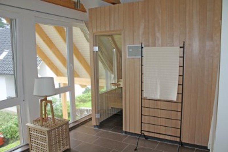 Die Sauna im Obergeschoss wird gerne genutzt.