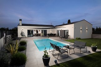 Modern villa with pool in a small p