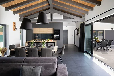 Modern villa with pool in a small p