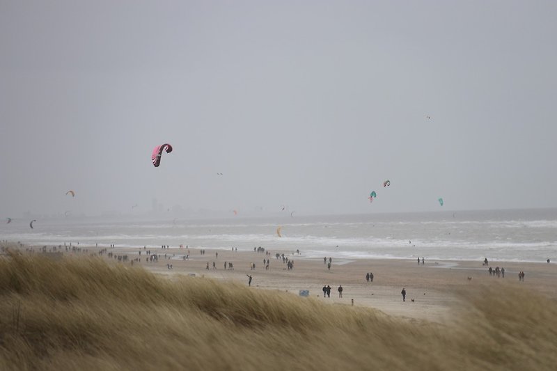 Kitesurfing on a windy day