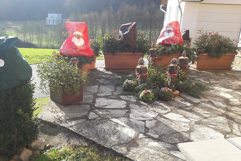 Christmas decorations on the terrace