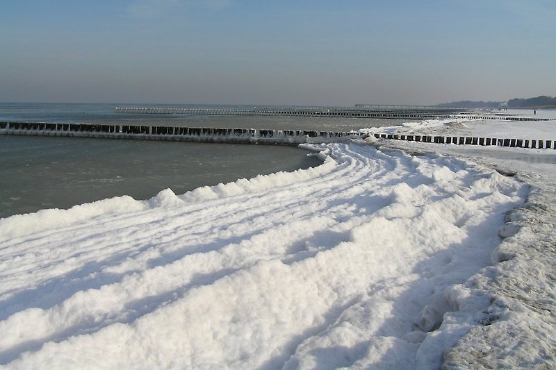 Eis in der Ostsee neben der Seebrücke