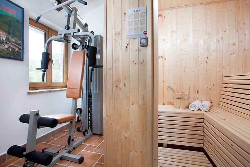 Sauna en fitnessruimte