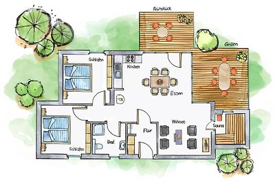 E6 - ebenerdiges, stilvolles Ferienhaus in de...