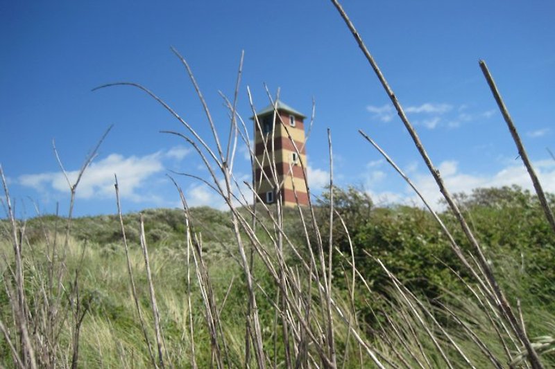 Der Dishoek-Leuchtturm am Dünenübergang Kaapduin.