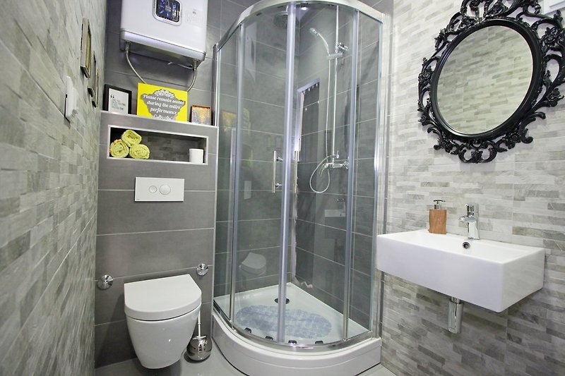 Bathroom with shower in fitness room