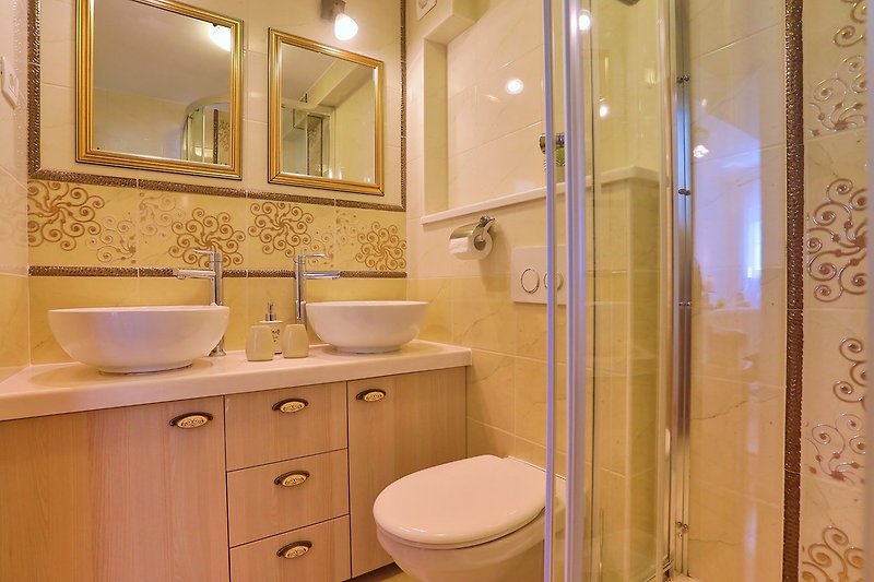 En-suite bathroom with shower in bedroom no.2 (pool level)