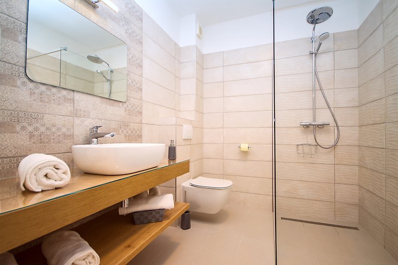 Salle de bain attenante avec douche dans la chambre n°2