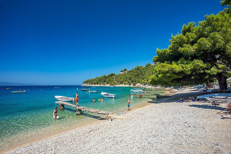 Pebble beaches in Stanići with crystal  clear sea