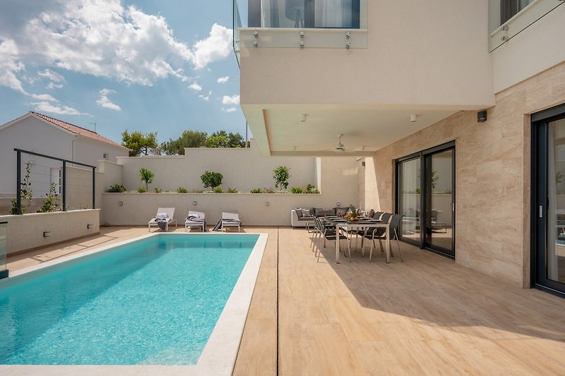 The outdoor of Villa Astera offers a Heated, private swimming pool 8.3m x 3,4m