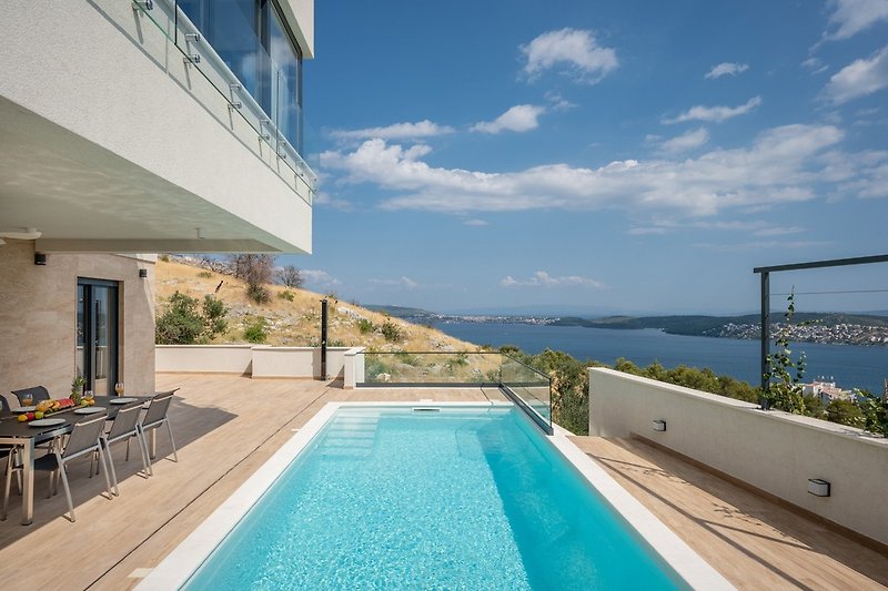 Villa Astera offers amazing views of the sea and Trogir area from every corner of the outdoor area