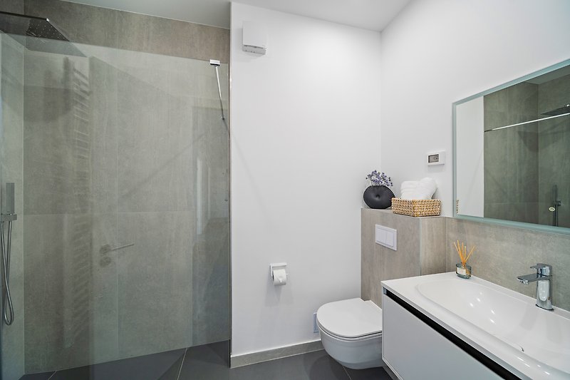 A family bathroom (4,8sqm) with shower and toilet