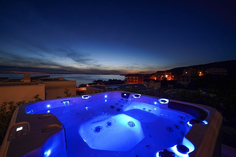 New! Seaview Villa Dolac with heated pool, a Hot tub, Finnish sauna and Billiards