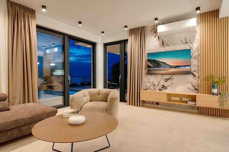 Calming sunset view in stylish living area