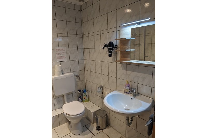 Ferienhaus"XL", Bad 3, Dusche, WC und  Waschbecken.