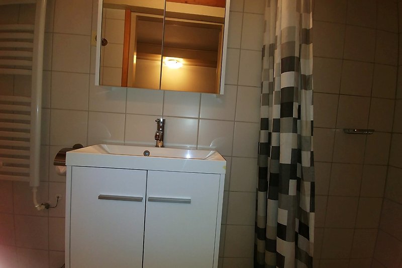 badkamer app. rechts: douche wastafel en toilet