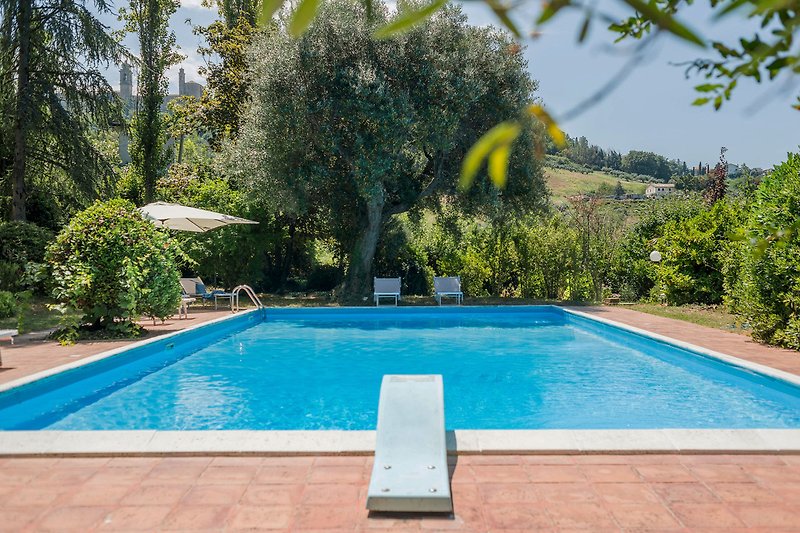 Villa Lucia – Poolbereich umgeben von viel Grün
