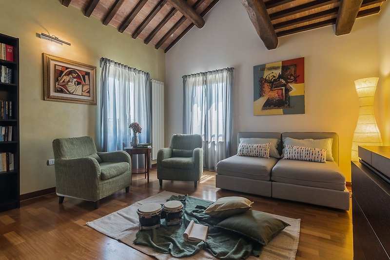 Villa Greta - breites Wohnzimmer mit Schlafcouchen