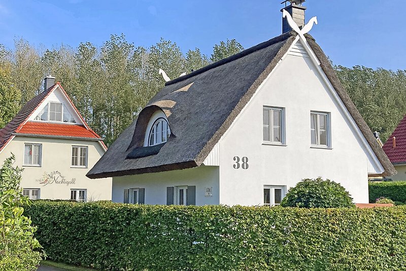 Historisches Haus mit gepflegtem Garten und schöner Fassade.