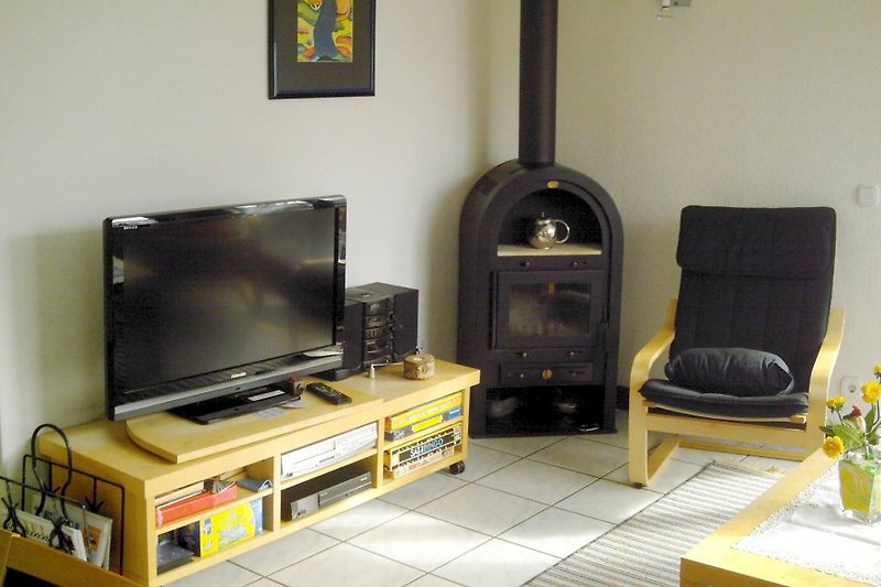 Fireplace and television