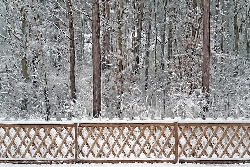 Blick von der Terrasse im Winter