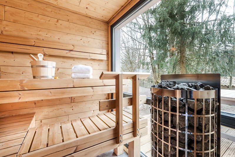 Vollverglaste finnische Sauna