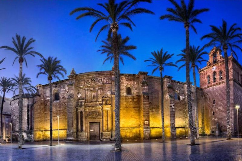 Alcazaba von Almeria bei Nacht