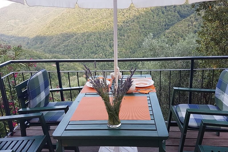 Balkon mit Blick in die Olivenhaine